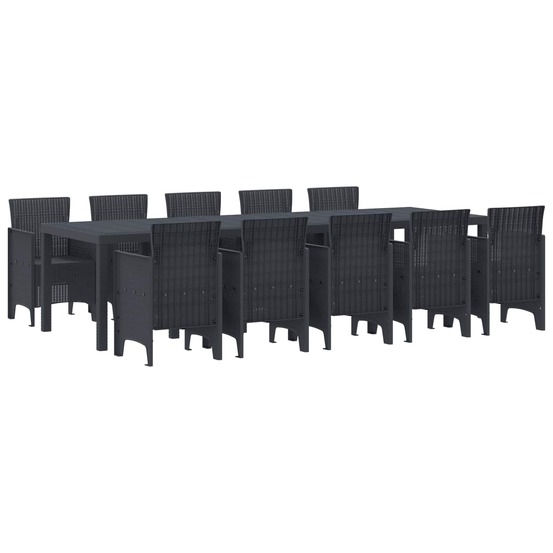 Ensemble de salle à manger pour jardin 11 pcs anthracite
