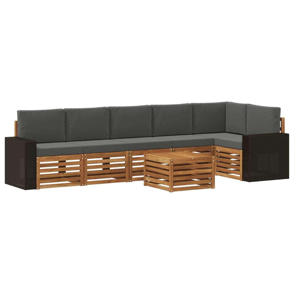 Ensemble de canapés d'extérieur 7 pc naturel et anthracite