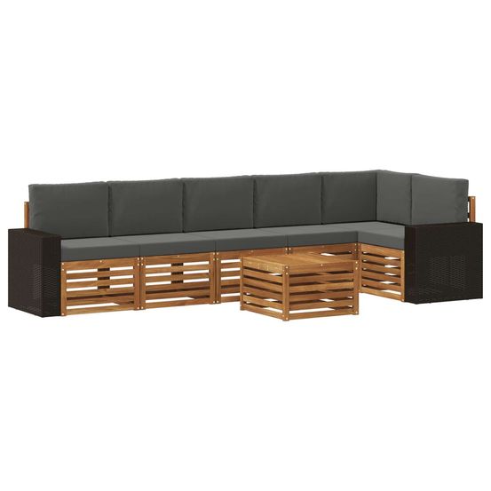 Ensemble de canapés d'extérieur 7 pc naturel et anthracite