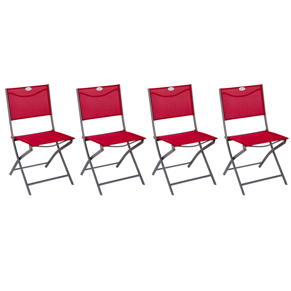 Lot de 4 chaises de jardin pliantes modula grenade & graphite