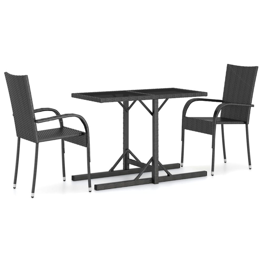 Ensemble à manger de jardin 3 pcs noir