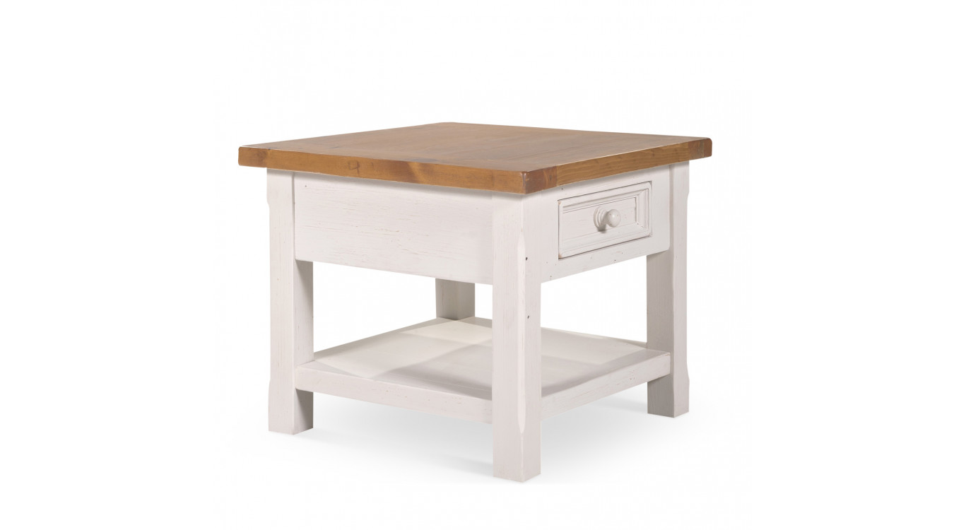 Table de chevet 1 tiroir bois blanc 60x60x50cm