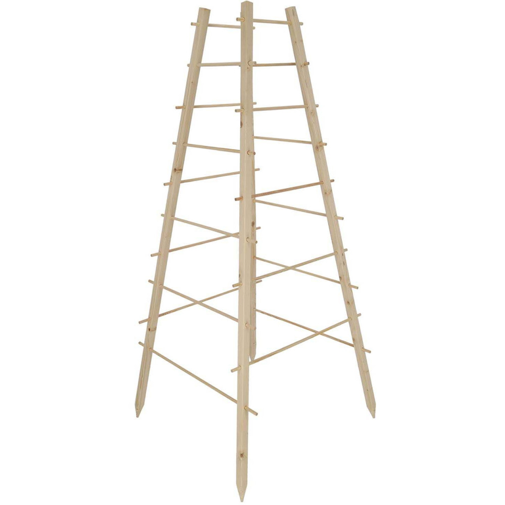 Support en bois de pin pour plantes 4 piquets pyramide