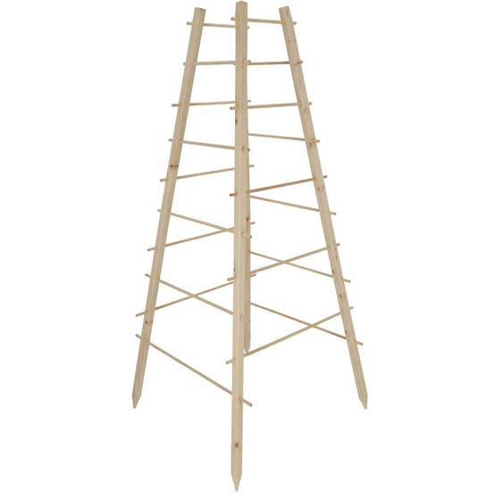 Support en bois de pin pour plantes 4 piquets pyramide
