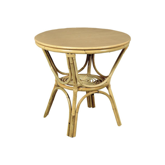 Table en rotin et dessus stratifié