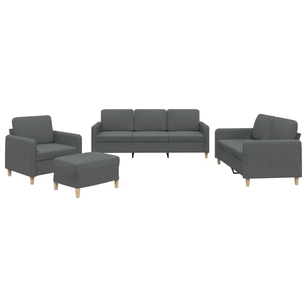 Ensemble de canapés 4 pcs avec coussins gris foncé tissu