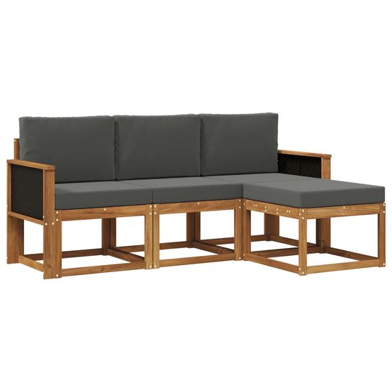 Ensemble de canapés d'extérieur 4 pc naturel et anthracite