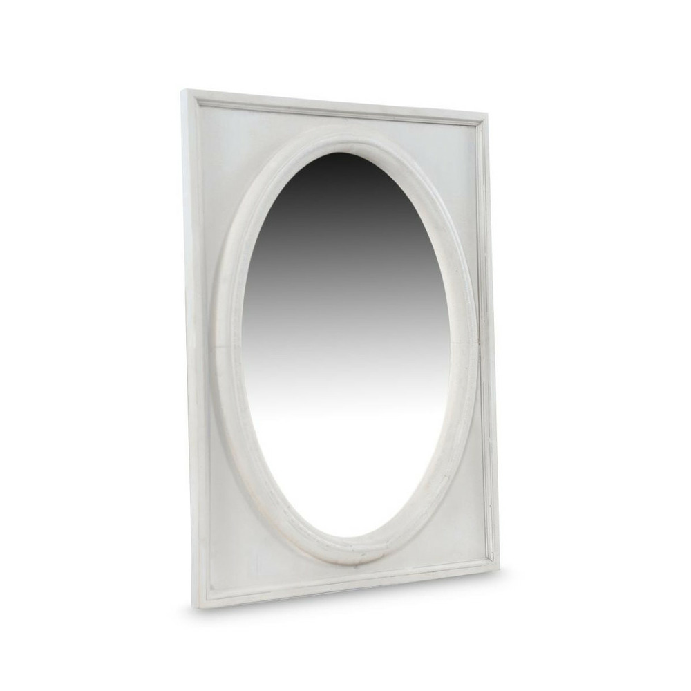 Miroir ancien oval vertical bois blanc - décoration d'autrefois