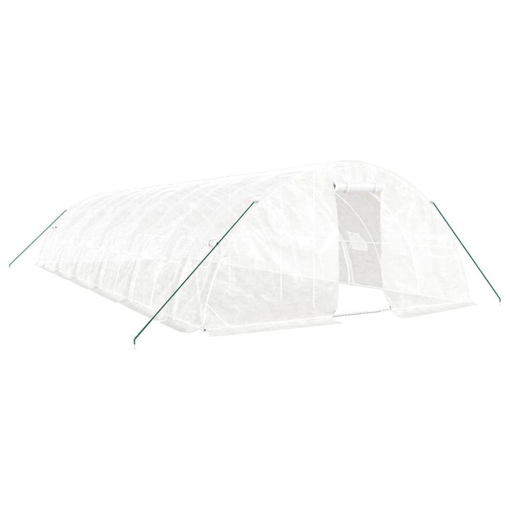 Serre avec cadre en acier blanc 60 m² 12x5x2,3 m