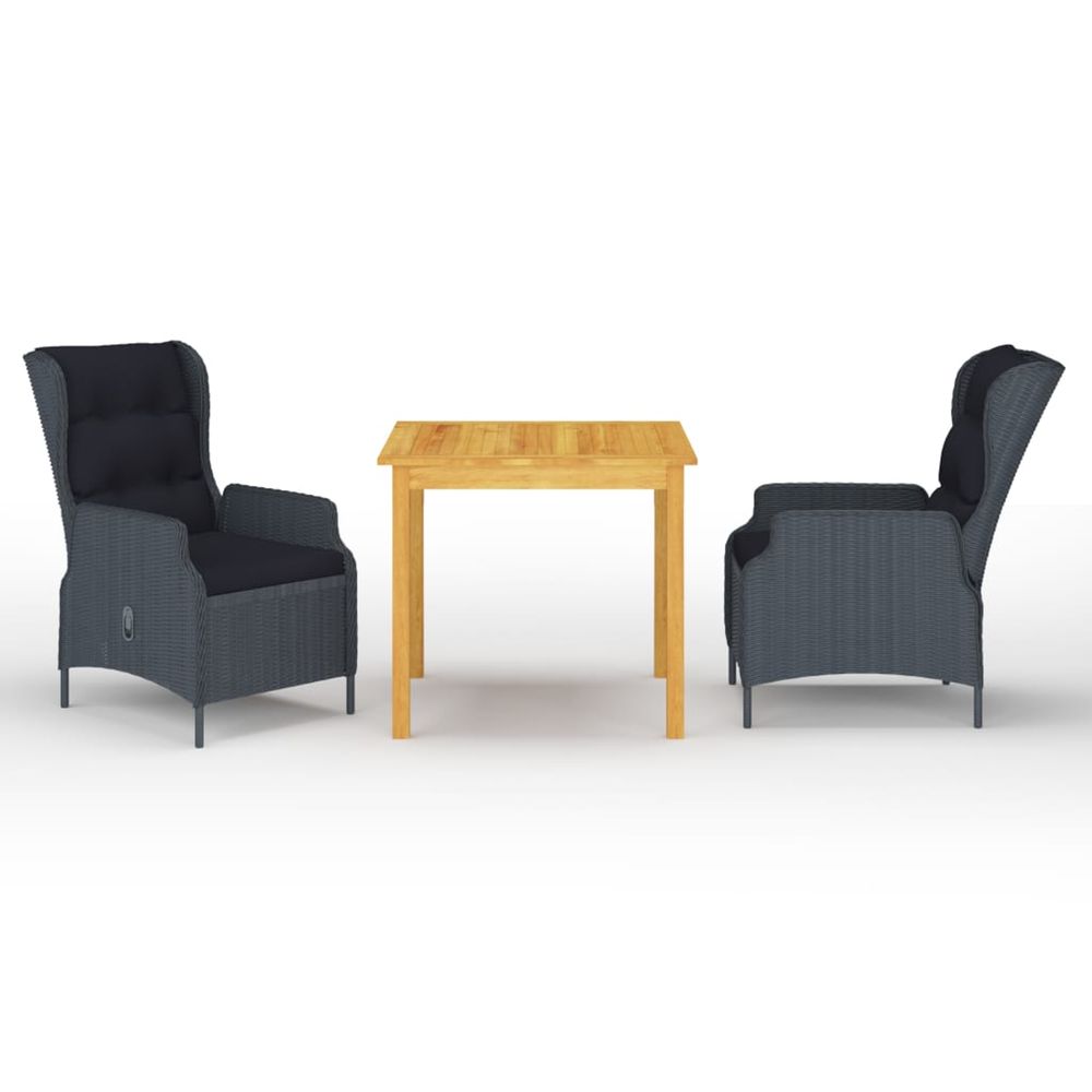 Ensemble à manger de jardin 3 pcs gris foncé