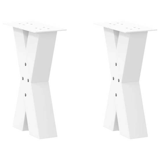 Pieds de table basse en forme de x, 2 pièces, blanc, 38 x (42-43) cm, acier