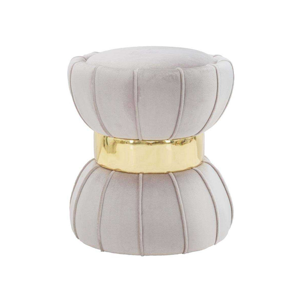 Pouf en tissu avec surpiqures flower 40 x 44 cm gris