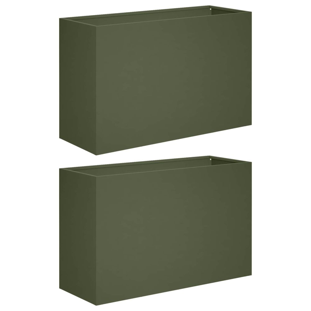 Cache-pot de jardin 2 pc vert olive 80 x 40 x 50 cm