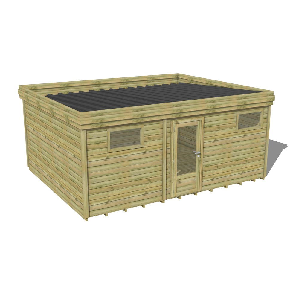 Abri de jardin bois pin traité autoclave 27mm - 5,99x4,34m / 26m2 - bac acier - plancher bois