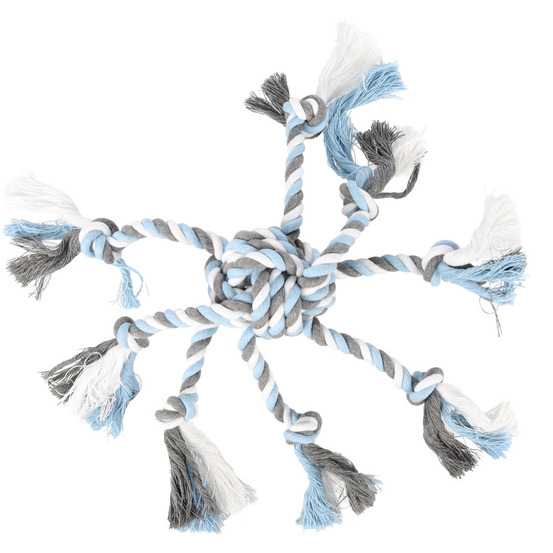 Jeux jim balle nouée octopus bleu ø 7 cm x 35 cm pour chien
