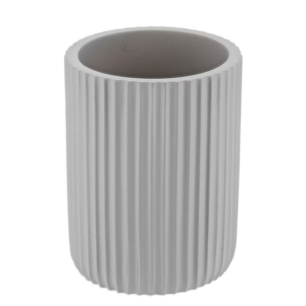 Gobelet strie arrondi polyresine - gris clair