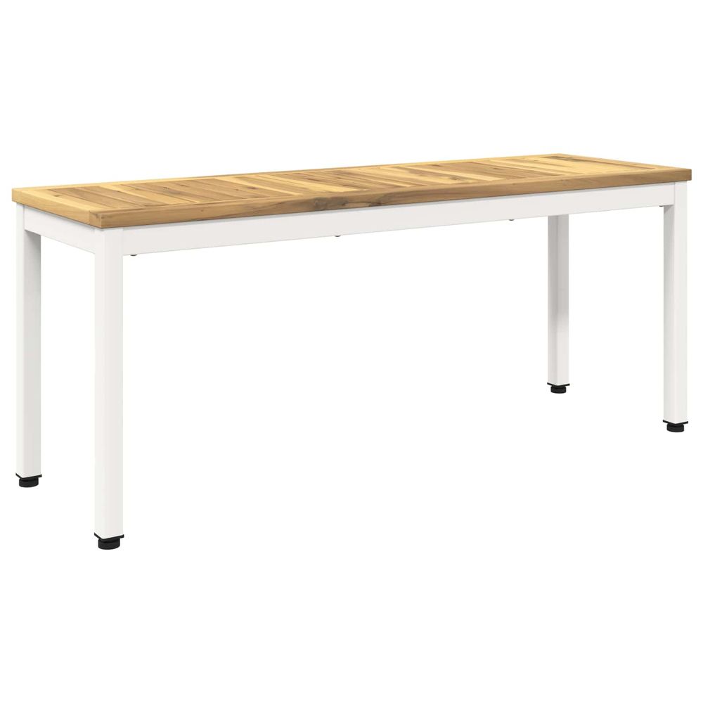 Banc de jardin 108,5 x 35 x 45 cm bois d'acacia massif blanc