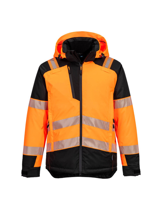 Parka d'hiver hv pw3 - taille 4xl - orange/noir - portwest