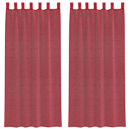 Rideaux en voile avec passe-tringles 2 pcs rouge bordeaux