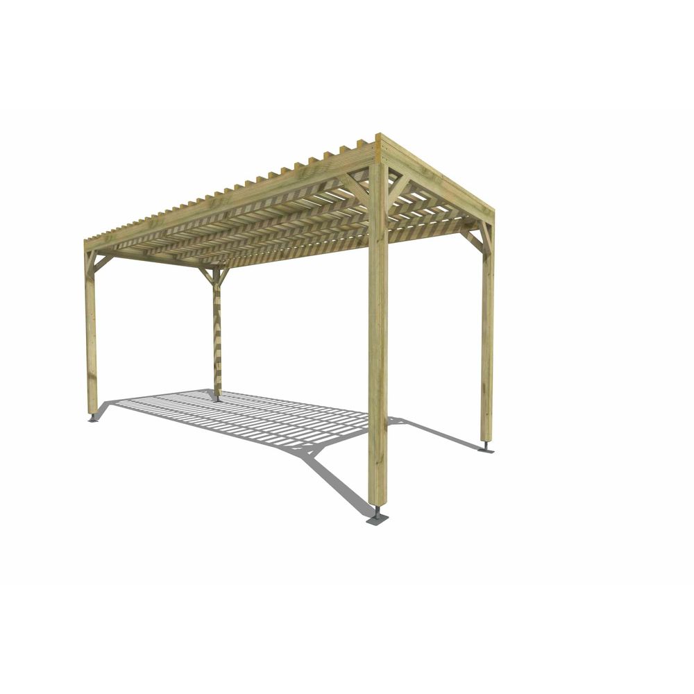 Pergola bois • 2m x 5m • indépendante • sens profondeur • lattage bois • livraison comprise