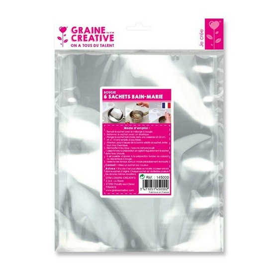 6 sachets bain-marie pour cire à bougie
