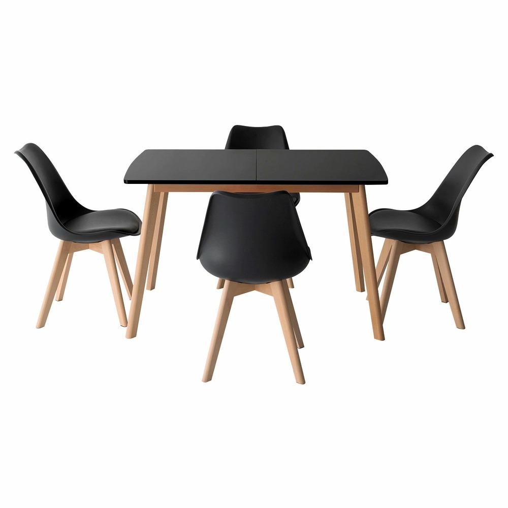 Senja - ensemble table extensible 120/160 cm et chaises scandinaves ...