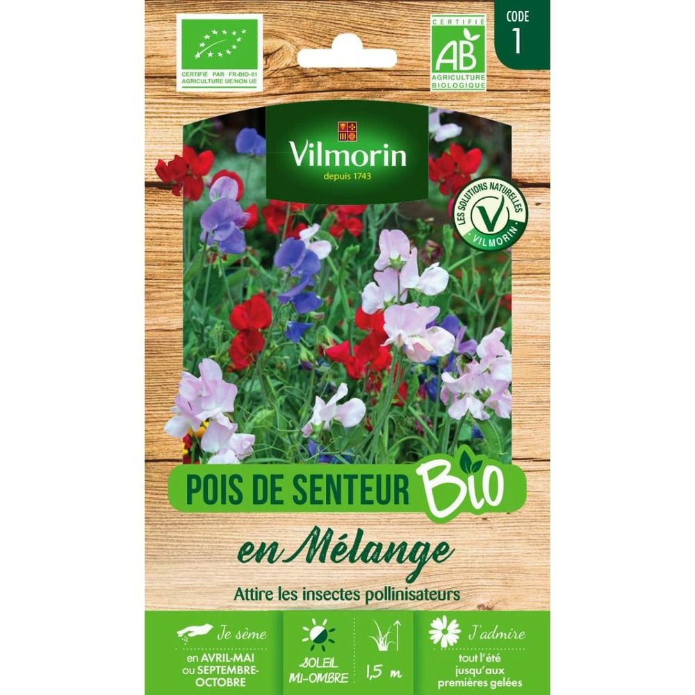 Sachet graines pois de senteur en mélange bio - lathyrus odoratus