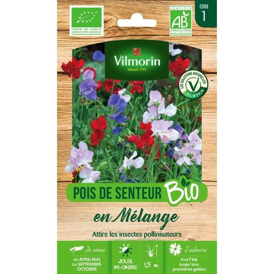 Sachet graines pois de senteur en mélange bio - lathyrus odoratus