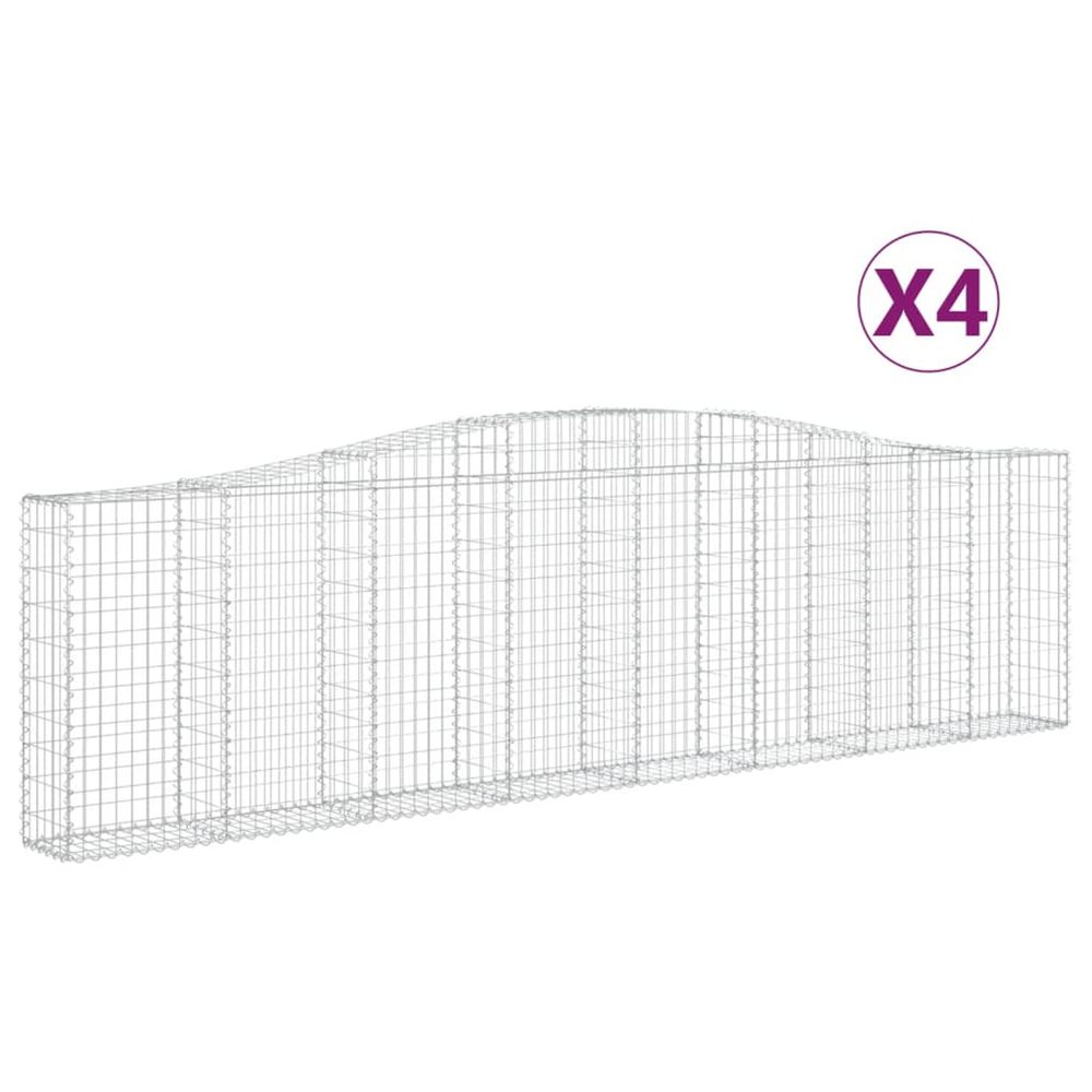 Paniers à gabions arqués 4 pcs 400x30x100/120 cm fer galvanisé