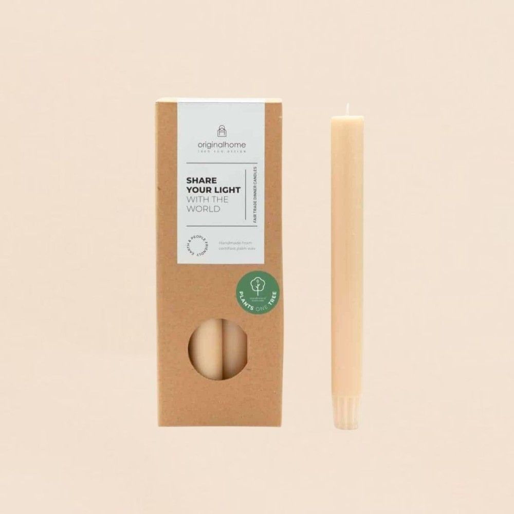 Set de 10 bougies cierges beige 20 cm