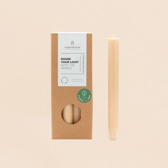 Set de 10 bougies cierges beige 20 cm