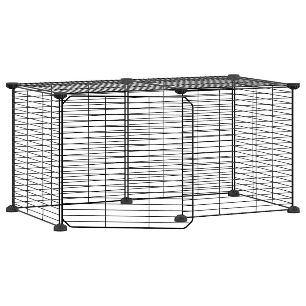Cage animaux de compagnie à 8 panneaux et porte 35 x 35 cm noir