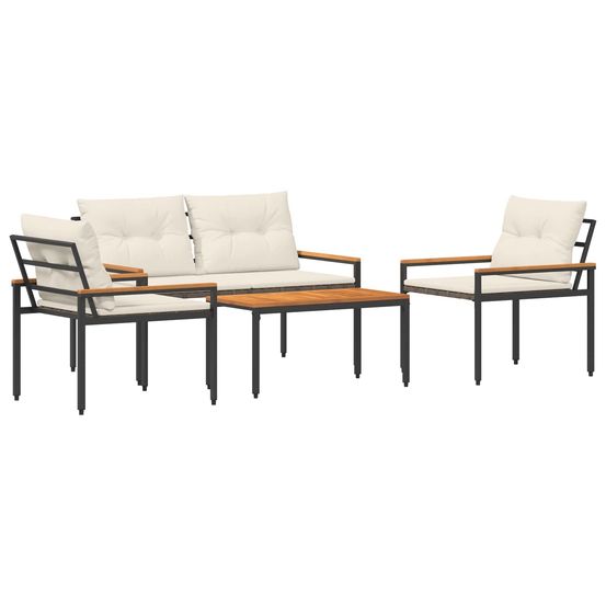 Ensemble de meubles d'extérieur 4 pc crème blanc polyrotin