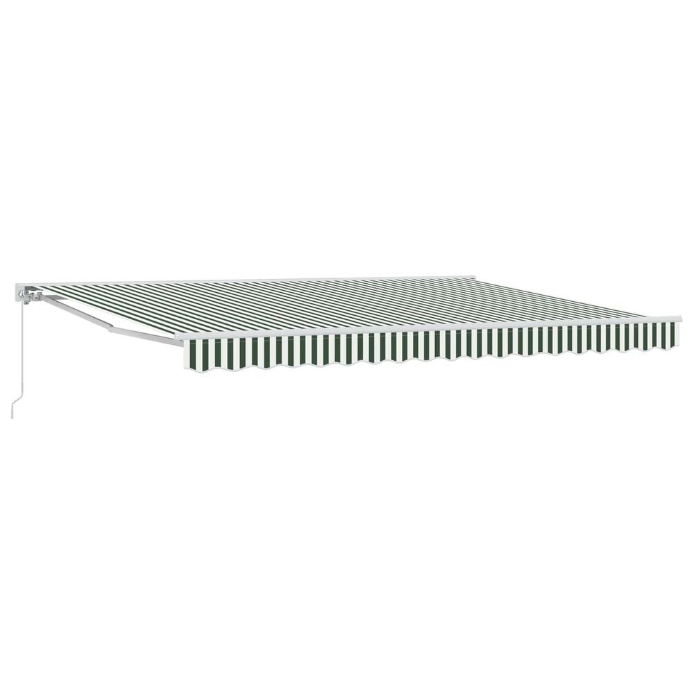 Auvent rétractable manuel vert et blanc 4,5 × 3,5 m
