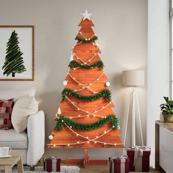 Sapin de noël en bois pin massif décoration intérieure 180 cm brun