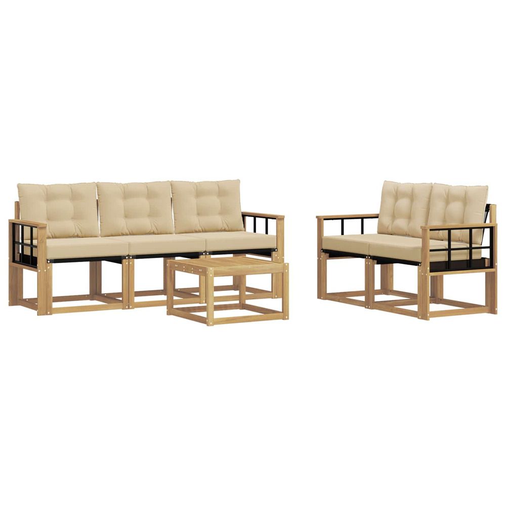 Ensemble de canapés d'extérieur 6 pc blanc et beige