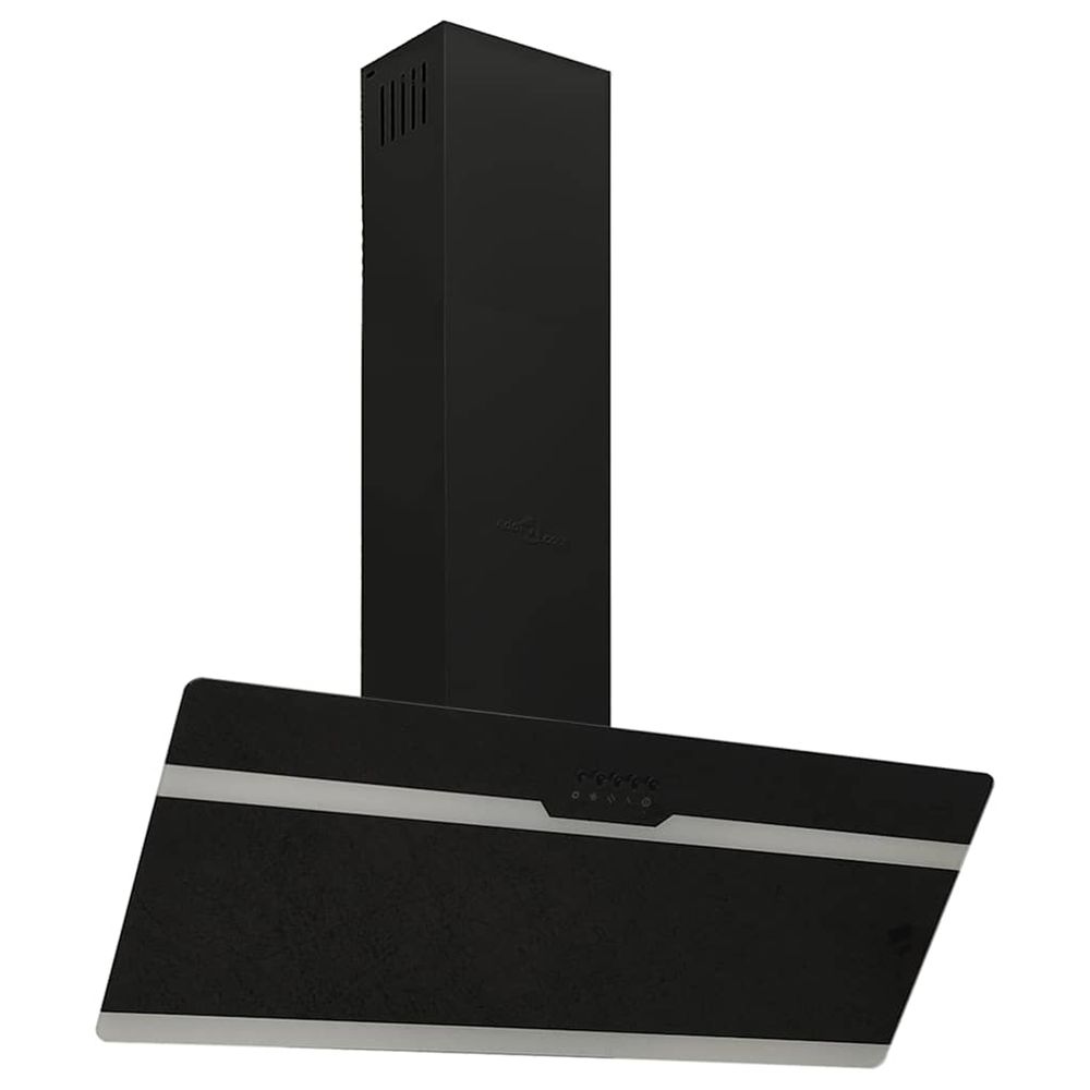 Hotte murale 90 cm acier et verre trempé noir