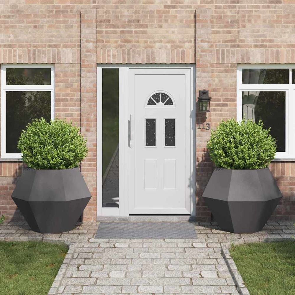 Lot de 2 jardinières carrées acier pour jardin terrasse noir 100x100cm