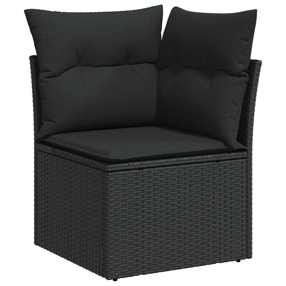 Ensemble de canapé de jardin avec coussin 9 pcs noir poly rotin