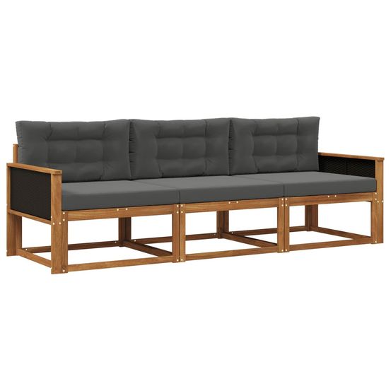 Ensemble de canapés d'extérieur 3 pc naturel et anthracite