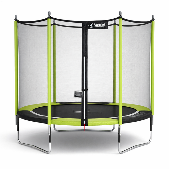 Kangui - trampoline de jardin 244 cm + filet de sécurité jumpi vert/noir 250