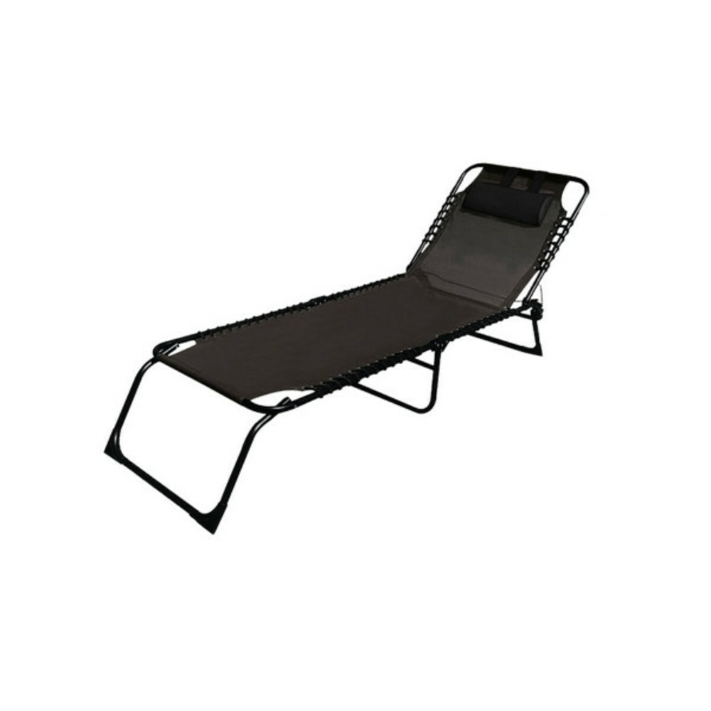 Chaise longue pliante acier avec coussin jardin et piscine 190x58x27 cm noire 10004