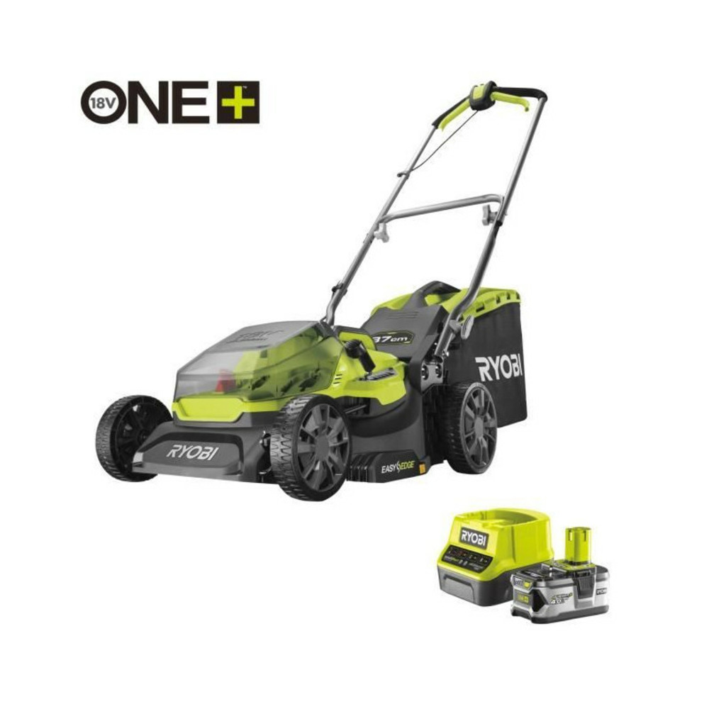 Tondeuse sur batterie - ryobi - ry18lm37a-140 - ø coupe 37 cm - ramassage et mulching