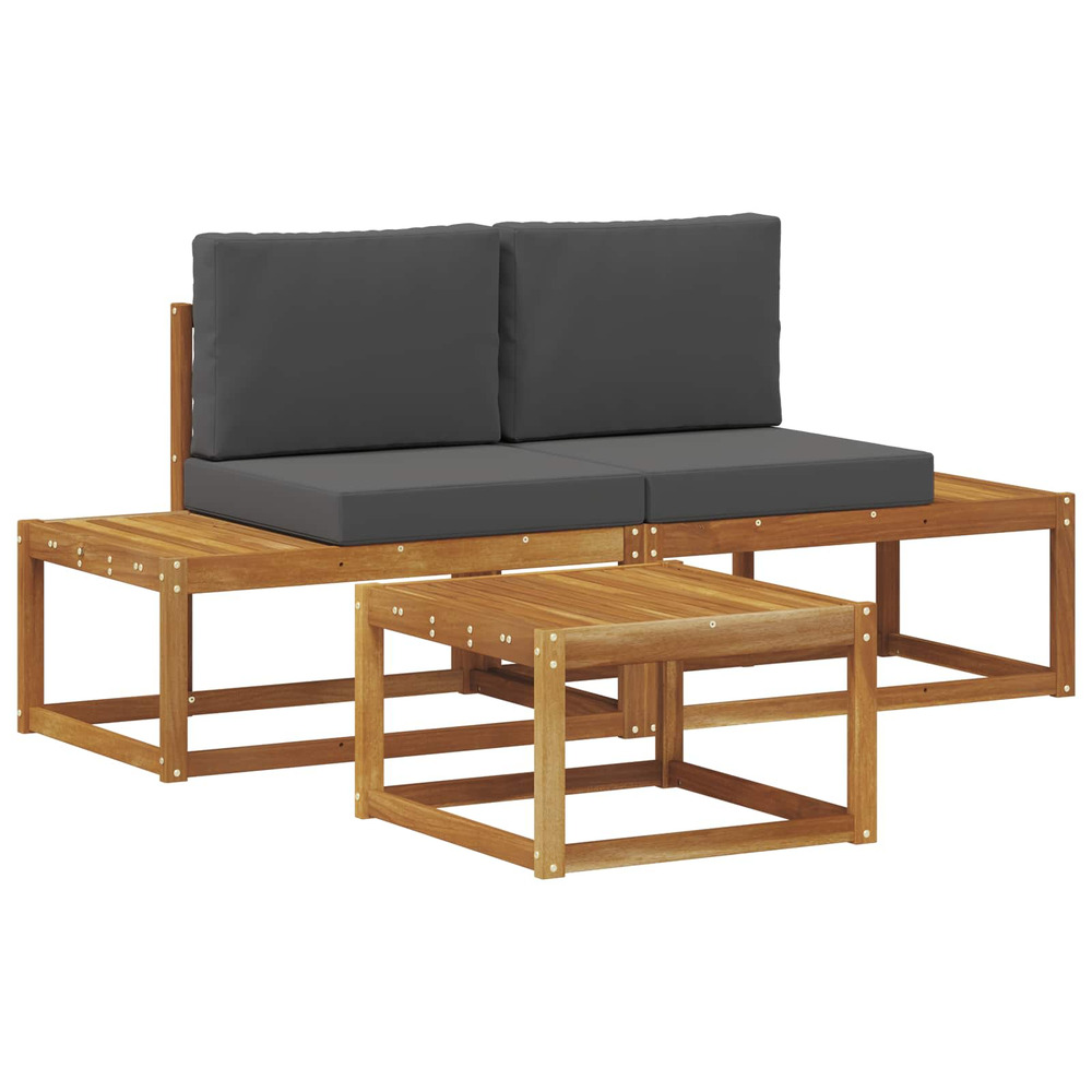 Ensemble de canapés d'extérieur avec coussin 3 pcs naturel