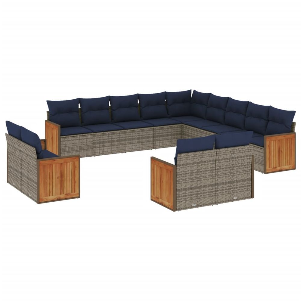 Ensemble de canapé de jardin 13 pcs avec coussins gris