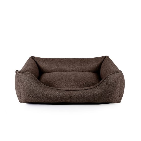 Dauphine - panier pour chien / chat de luxe, orthopédique et déhoussable, en tissu chocolat, 85x65x24cm
