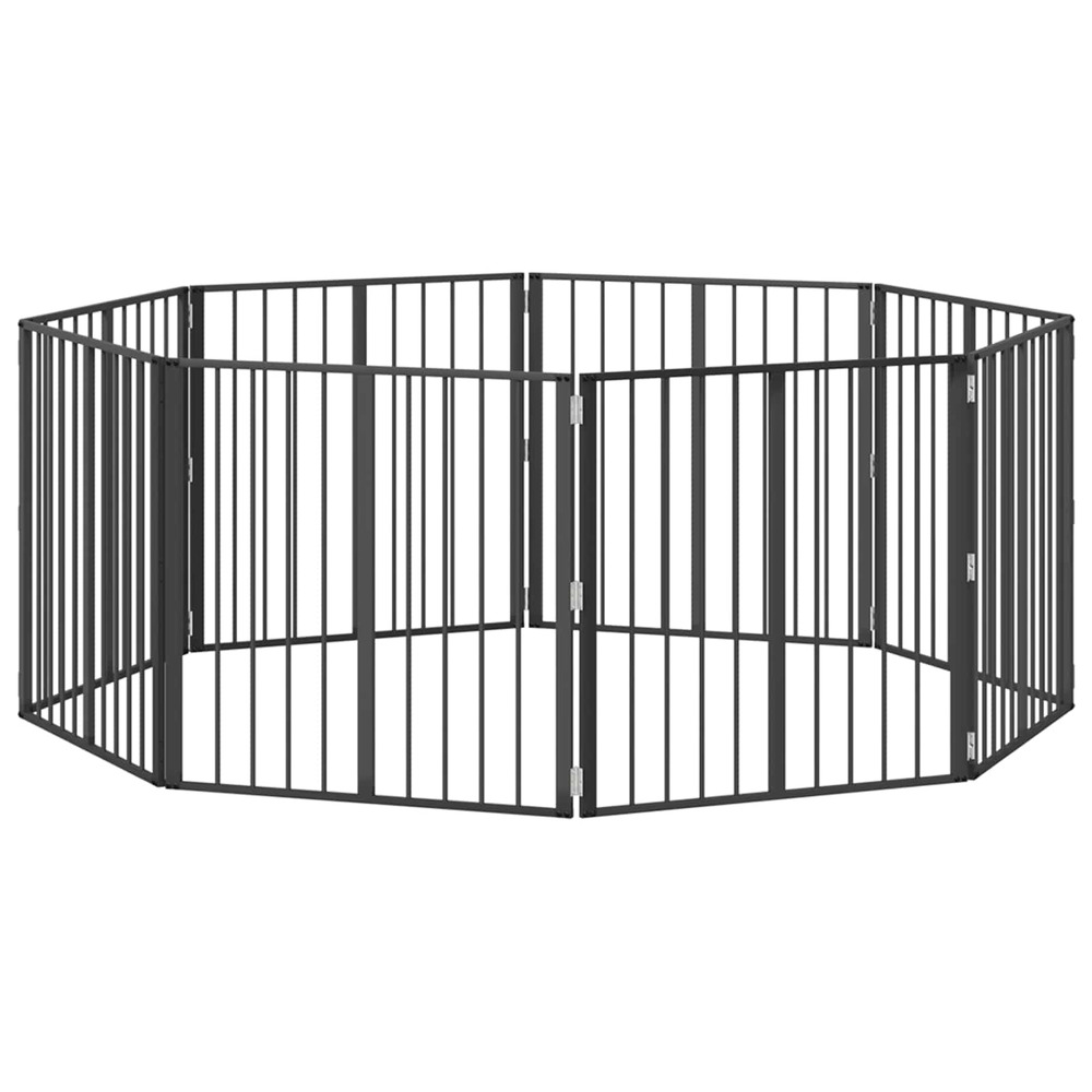 Porte pour chien 8 pcs noir 80 x 80 cm acier galvanisé