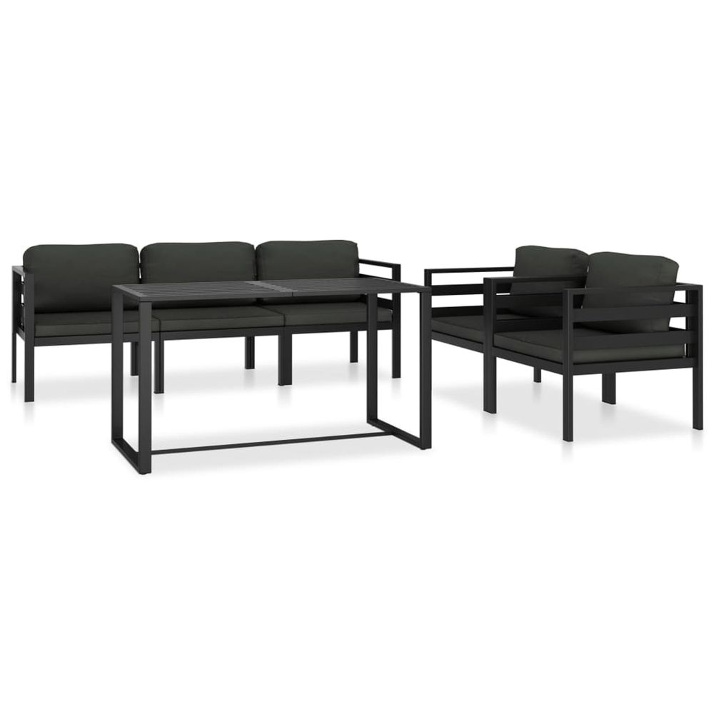Salon de jardin 6 pcs avec coussins aluminium anthracite
