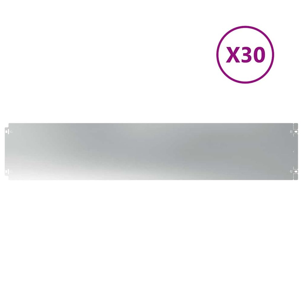 Bordure de pelouse 30 pc 20 x 103 cm acier galvanisé argenté