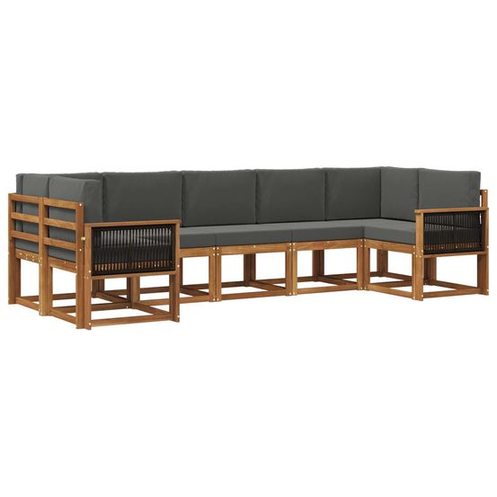 Ensemble de canapés d'extérieur 7 pc naturel et anthracite
